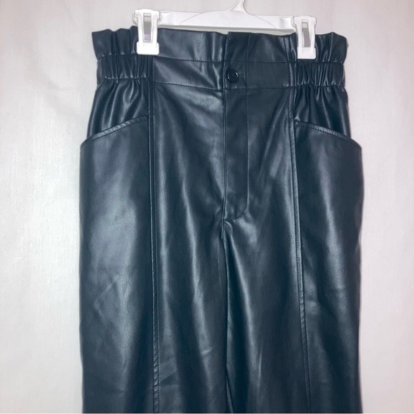 NWT Madewell Faux Leather Highwaist Pull-On Paper Bag Pants Black Sz 2 - Picture 6 of 14